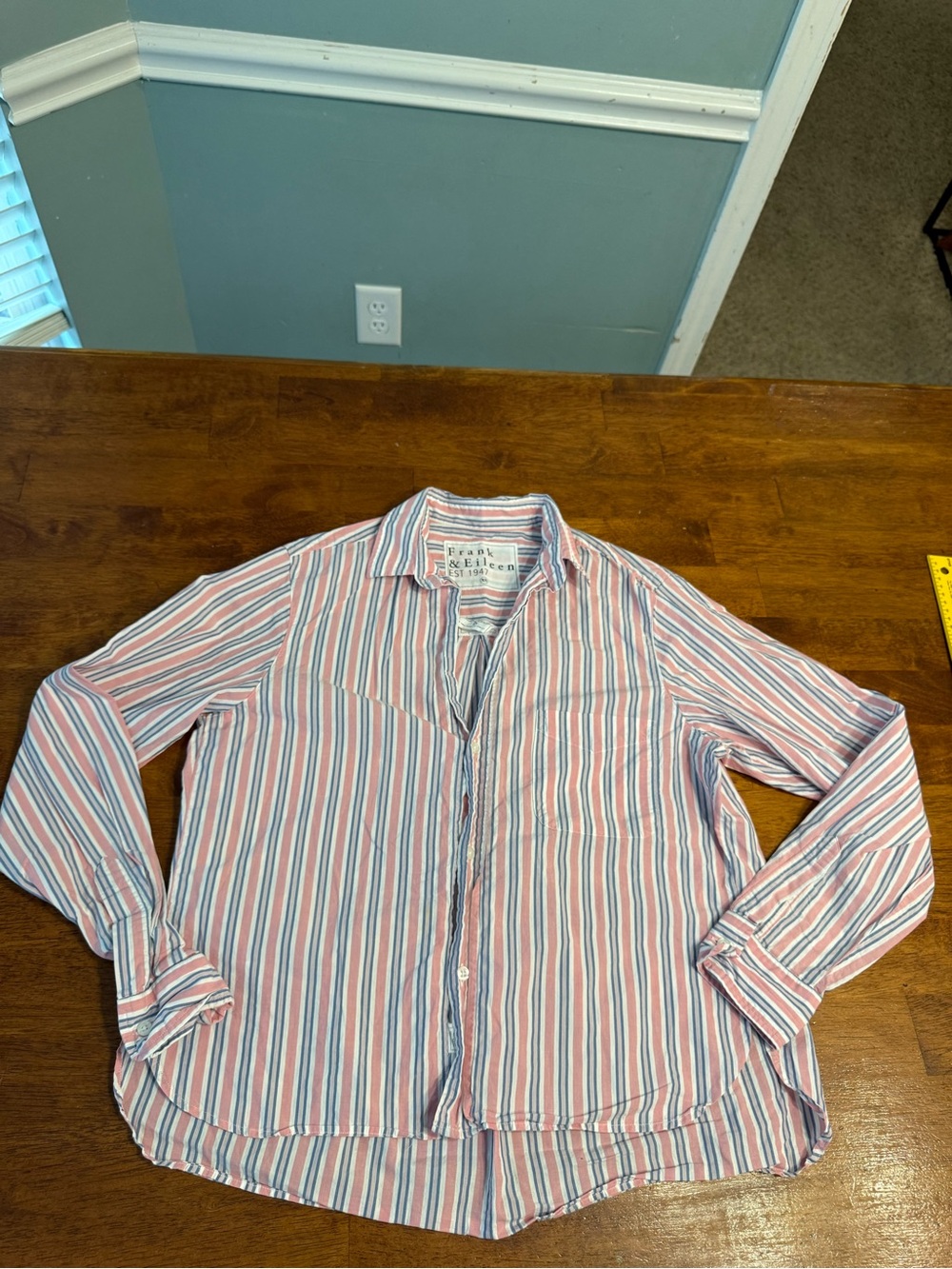 Frank & Eileen Silvio Multi-Stripe Button Up Shirt Italian Cotton Womens XS